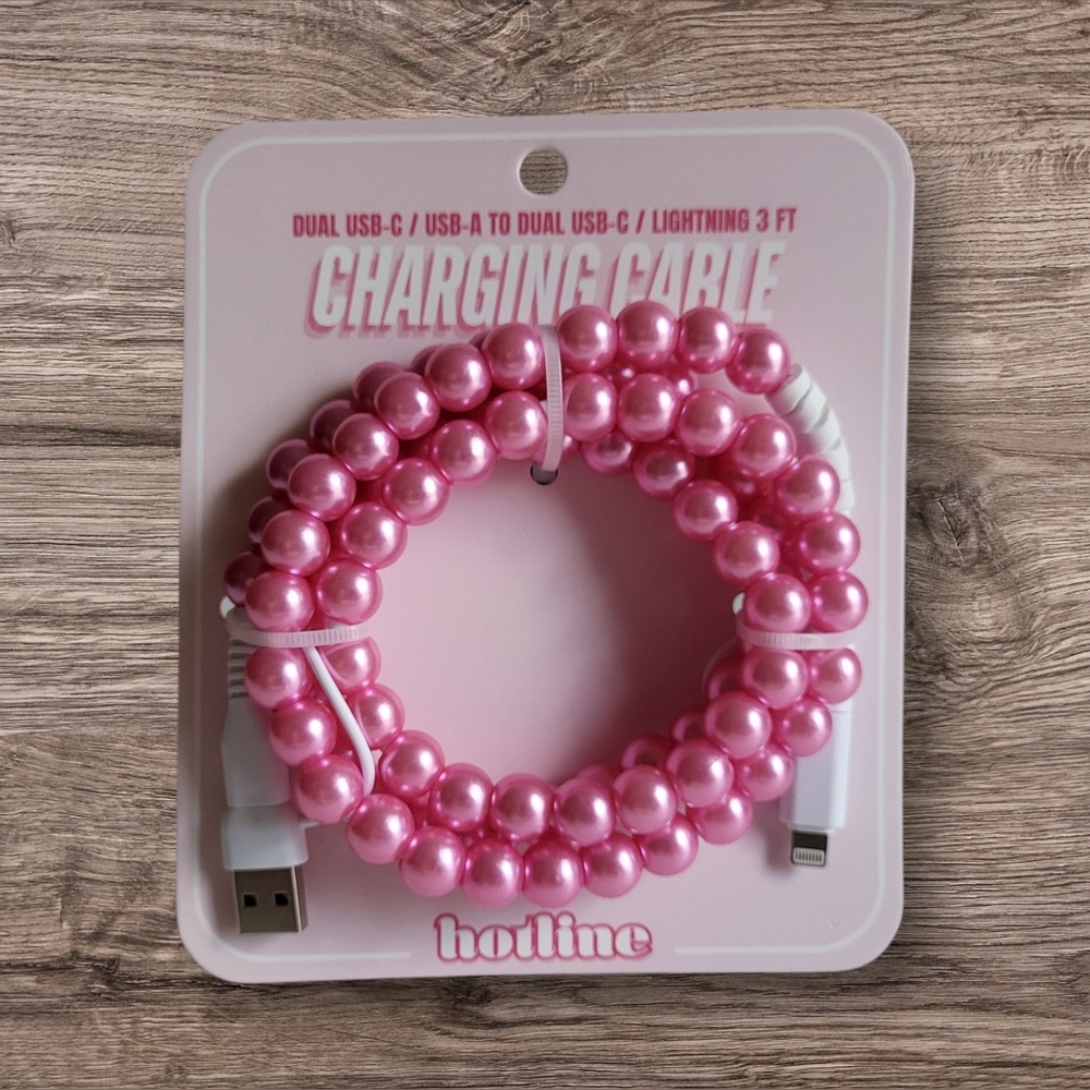 NEW Hotline Pink Pearls Charging Cables 3ft